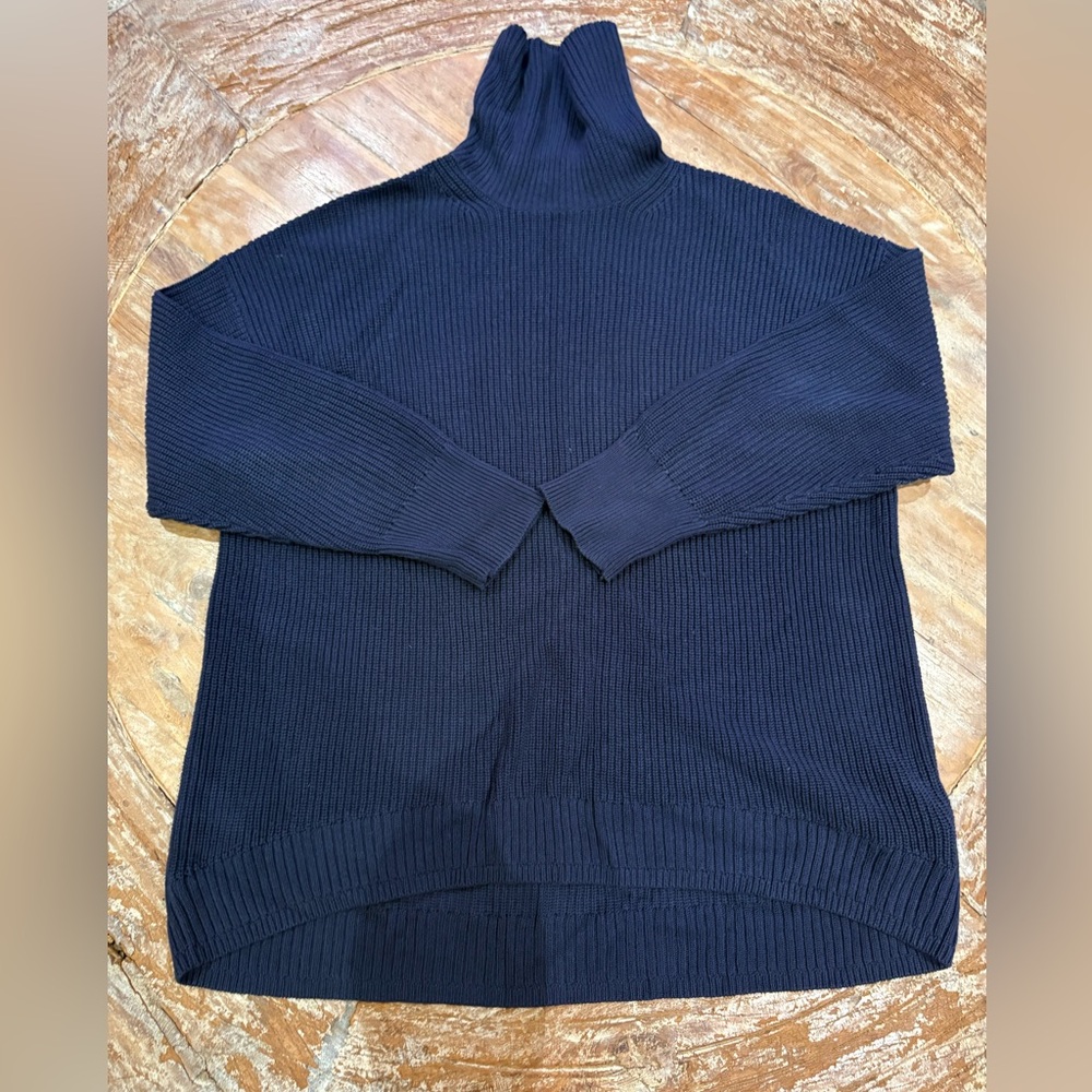 Jcrew Cotton Cashmere Navy Turtleneck Sweater
